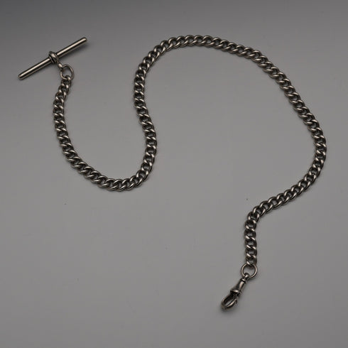 Circa 1919 English Antique Sterling Silver Albert Chain 40g (Fob not included)