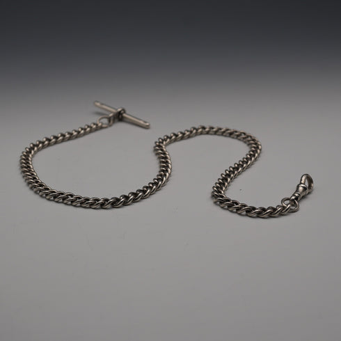 Circa 1919 English Antique Sterling Silver Albert Chain 40g (Fob not included)