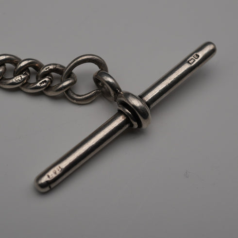 Circa 1919 English Antique Sterling Silver Albert Chain 40g (Fob not included)
