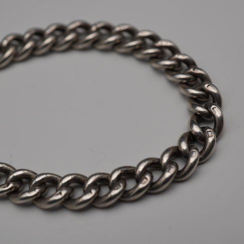 Circa 1919 English Antique Sterling Silver Albert Chain 40g (Fob not included)