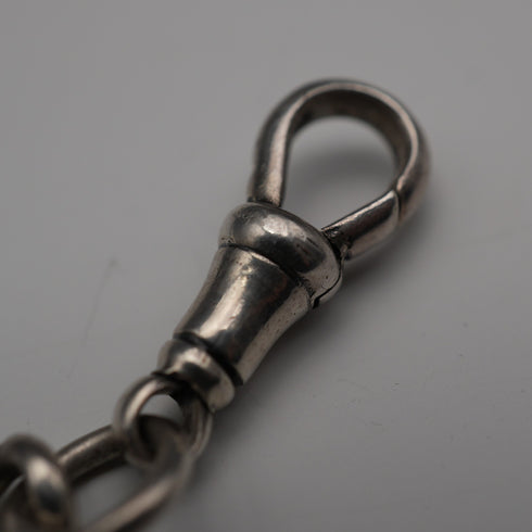 Circa 1919 English Antique Sterling Silver Albert Chain 40g (Fob not included)