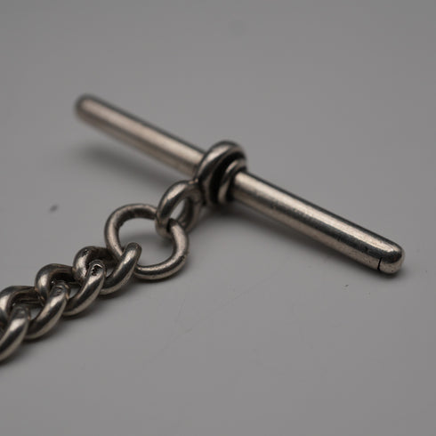 Circa 1919 English Antique Sterling Silver Albert Chain 40g (Fob not included)