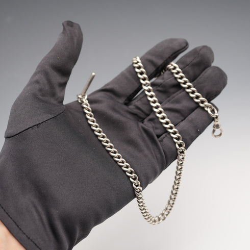 Circa 1919 English Antique Sterling Silver Albert Chain 40g (Fob not included)