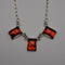 Vintage Sterling Silver & Amber Triple Rectangle Drop Necklace 45cm 11g