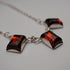 Vintage Sterling Silver & Amber Triple Rectangle Drop Necklace 45cm 11g