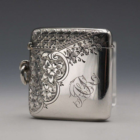 1897 British Antique Sterling Silver Vesta Case 30g William Harrison Walter