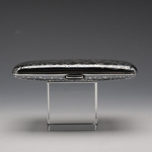 c. 1898 Antique Austrian 900 Silver Niello Inlaid Cigarette Case 124g