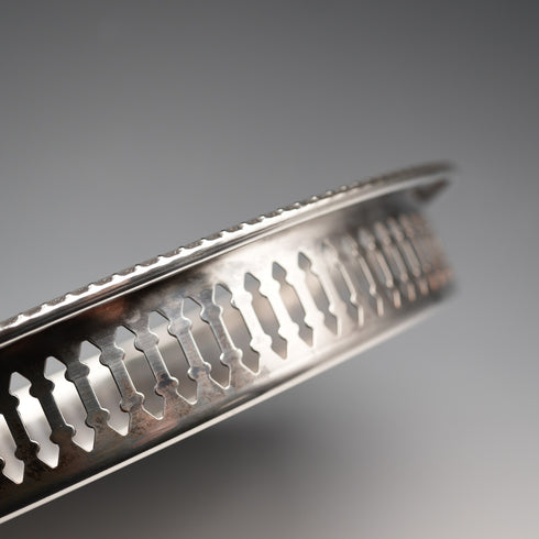 Vintage Silver-Plated Small Round Gallery Tray, 23cm Diameter