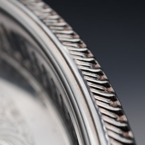 Vintage Silver-Plated Small Round Gallery Tray, 23cm Diameter