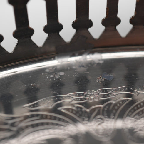 Vintage Silver-Plated Small Round Gallery Tray, 23cm Diameter