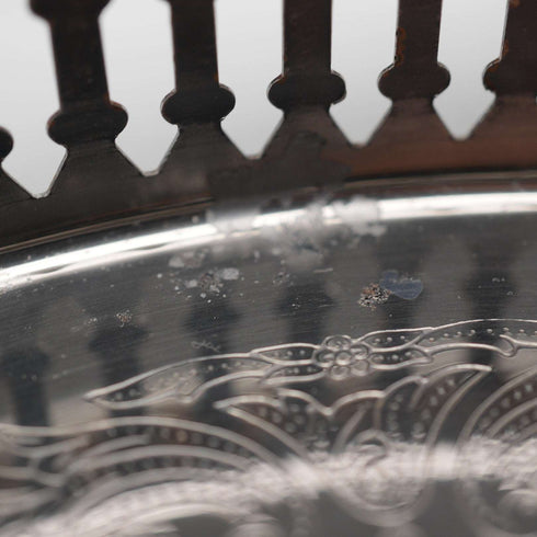 Vintage Silver-Plated Small Round Gallery Tray, 23cm Diameter