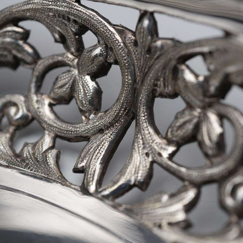 Pair of Antique English Silver Plate Pierced Round Dishes by Mappin Brothers