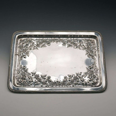 British Antique Silver Plated Rectangular Vanity Tray by John Collyer & Co