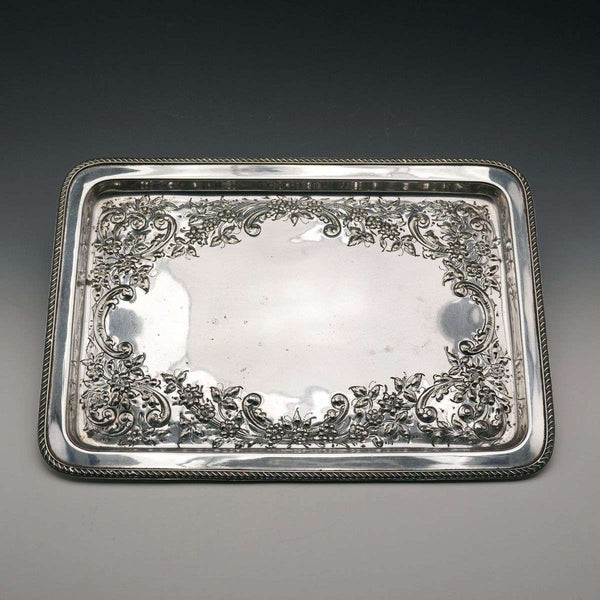 British Antique Silver Plated Rectangular Vanity Tray by John Collyer & Co