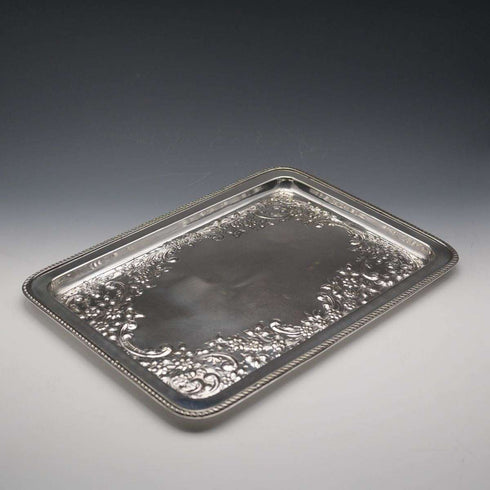 British Antique Silver Plated Rectangular Vanity Tray by John Collyer & Co