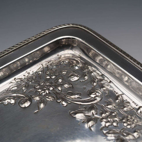 British Antique Silver Plated Rectangular Vanity Tray by John Collyer & Co