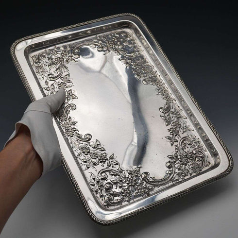 British Antique Silver Plated Rectangular Vanity Tray by John Collyer & Co