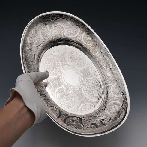 English Vintage Silverplate Oval Dish by Mappin&Webb, Excellent Condition with Original Box
