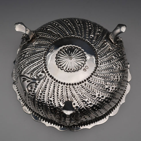1880 British Antique Sterling Silver Footed Dish 124g Holland Son & Slater