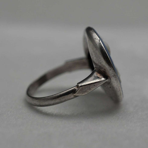 Vintage British Jewelry, Wedgwood Jasperware Sterling Silver Ring (JP size 14)
