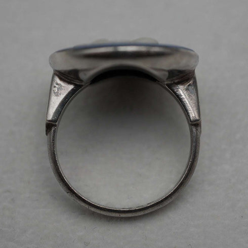 Vintage British Jewelry, Wedgwood Jasperware Sterling Silver Ring (JP size 14)
