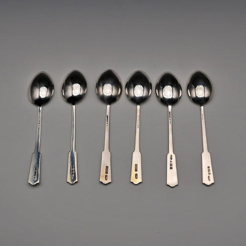 1958年 英国ヴィンテージ 純銀製エナメル装飾 コーヒースプーン 6本セット 計61g Turner & Simpson