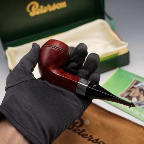 アイルランド Peterson's シャーロック・ホームズ「ザ・オリジナル」ブルドッグ型パイプ 純銀装飾 フルセット 極美品