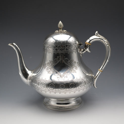 1880年頃 英国アンティーク シルバープレート製 ティーポット メーカー不明