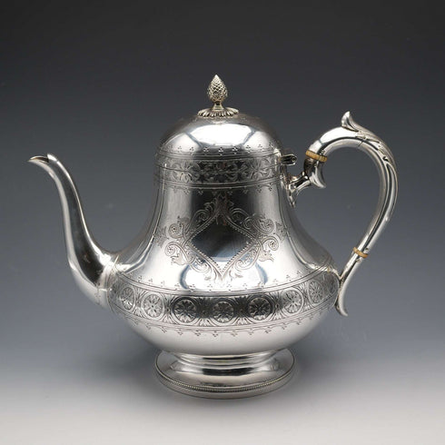 1880年頃 英国アンティーク シルバープレート製 ティーポット メーカー不明