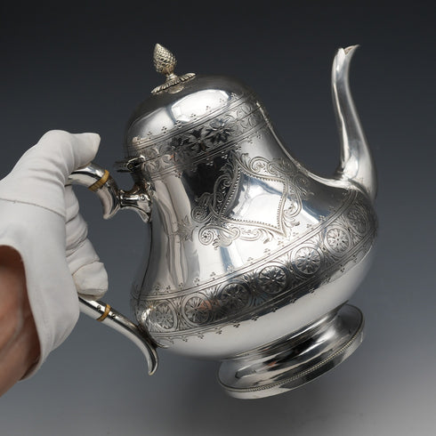 1880年頃 英国アンティーク シルバープレート製 ティーポット メーカー不明