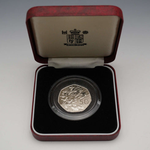 英国 50ペンス記念銀貨 第二次世界大戦 D-デ50周年 RoyalMint ケース・説明書付