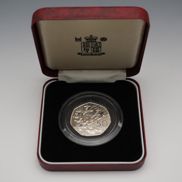 英国 50ペンス記念銀貨 第二次世界大戦 D-デ50周年 RoyalMint ケース・説明書付