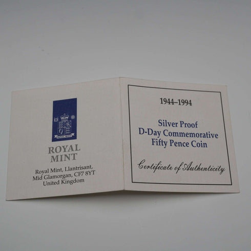 英国 50ペンス記念銀貨 第二次世界大戦 D-デ50周年 RoyalMint ケース・説明書付