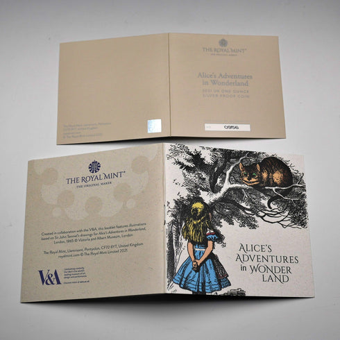 英國 2 英鎊紀念銀幣「愛麗絲夢遊仙境」1 盎司精鑄銀幣 RoyalMint 附盒裝與說明書