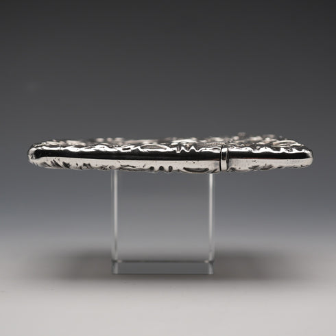 1904 English Antique Embossed Sterling Silver Card Case 62g L&W