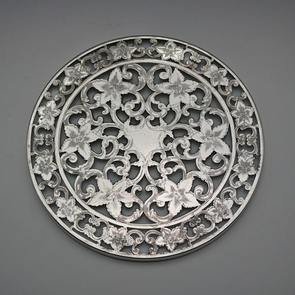 US Vintage Silver Overlay 6-inch Trivet Webster