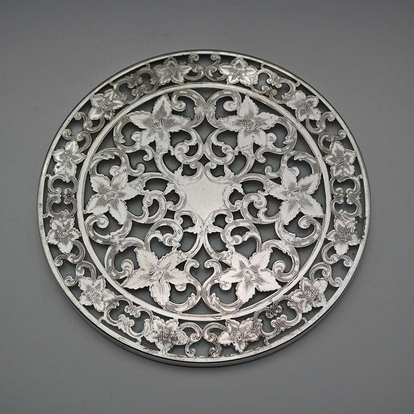 US Vintage Silver Overlay 6-inch Trivet Webster
