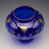British Vintage Victorian Style Blue Glass Enamel Decorated Flower Vase