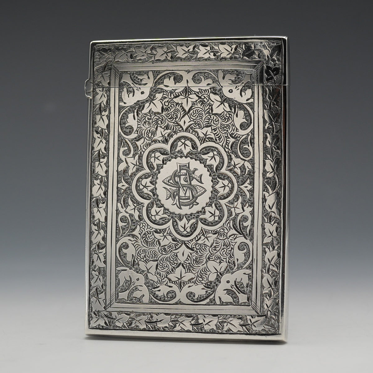 希少 美品 1899年製 イギリス製◆総純銀製（925/1000) パイプケース 1882年 英国アンティーク 純銀製カードケース 56g Deakin&Francis Ltd