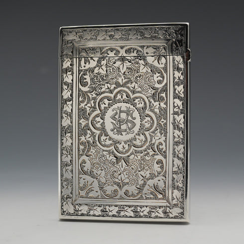 1882 British Antique Sterling Silver Card Case 56g Deakin & Francis Ltd