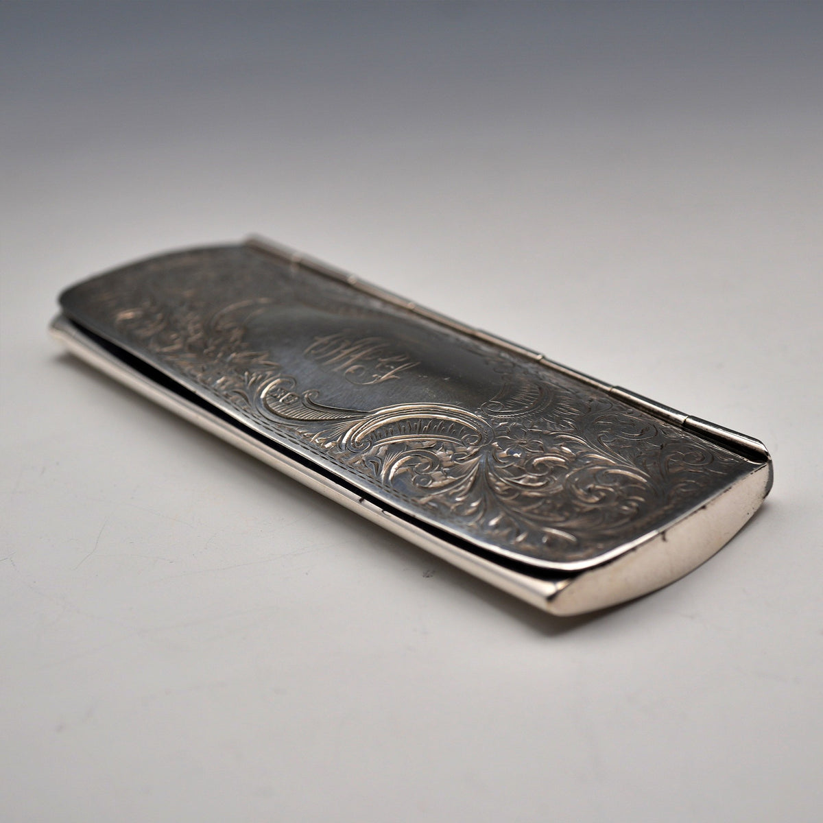 1907年 英国アンティーク 純銀製メガネケース メガネセット White