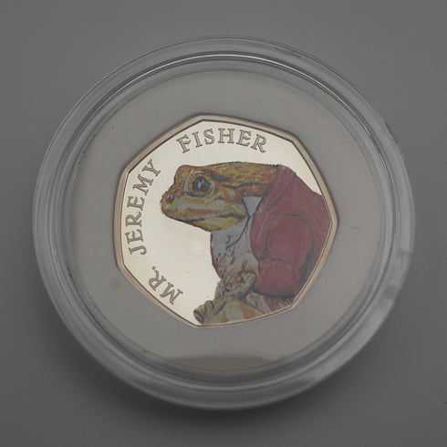 UK Beatrix Potter 150th Anniversary "Jeremy Fisher" 50p Proof Silver Coin with Royal Mint Case and Certificate 29298