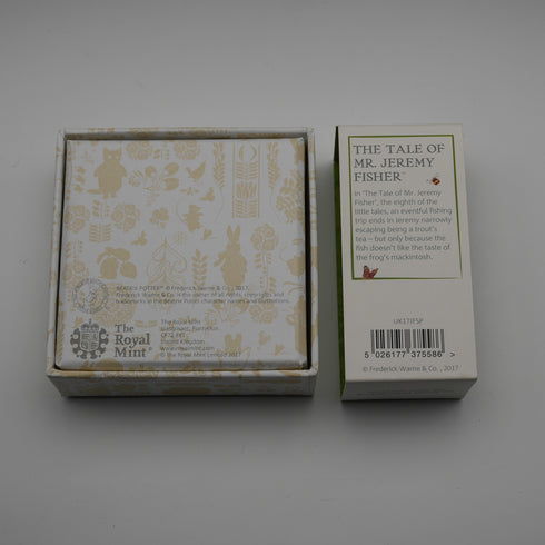 UK Beatrix Potter 150th Anniversary "Jeremy Fisher" 50p Proof Silver Coin with Royal Mint Case and Certificate 02065