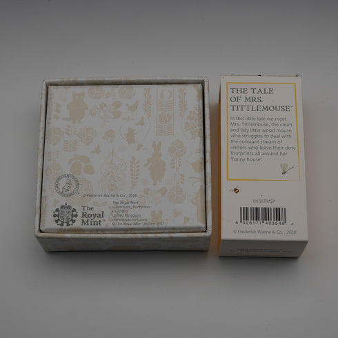 United Kingdom Beatrix Potter 150th Anniversary "Mrs. Tittlemouse" 50p Proof Silver Coin Royal Mint with Case and Certificate 26336