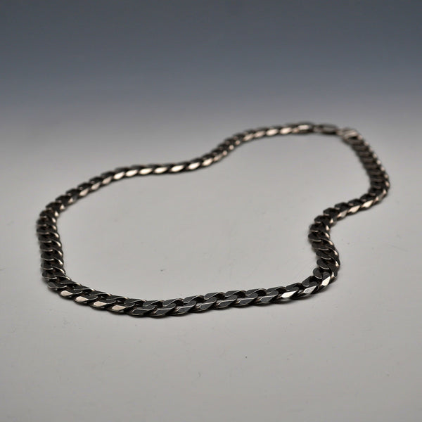British Vintage Sterling Silver Curb Chain Necklace, 51cm, 64g