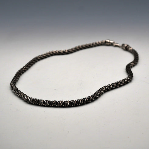Vintage Sterling Silver 3D Curved Link Necklace 46cm 33g
