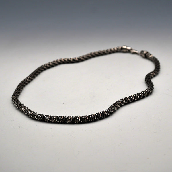 Vintage Sterling Silver 3D Curved Link Necklace 46cm 33g