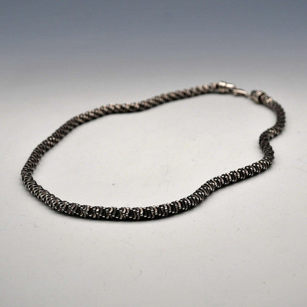 Vintage Sterling Silver 3D Curved Link Necklace 46cm 33g