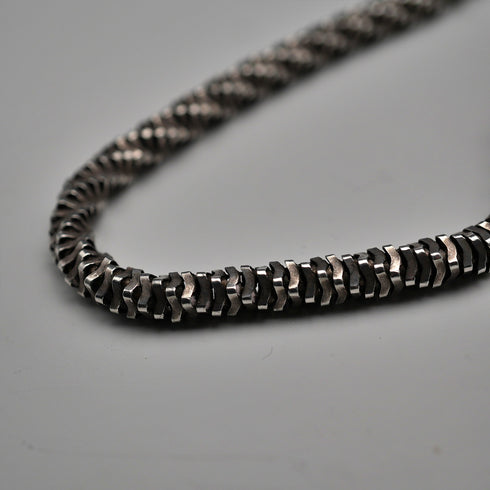Vintage Sterling Silver 3D Curved Link Necklace 46cm 33g
