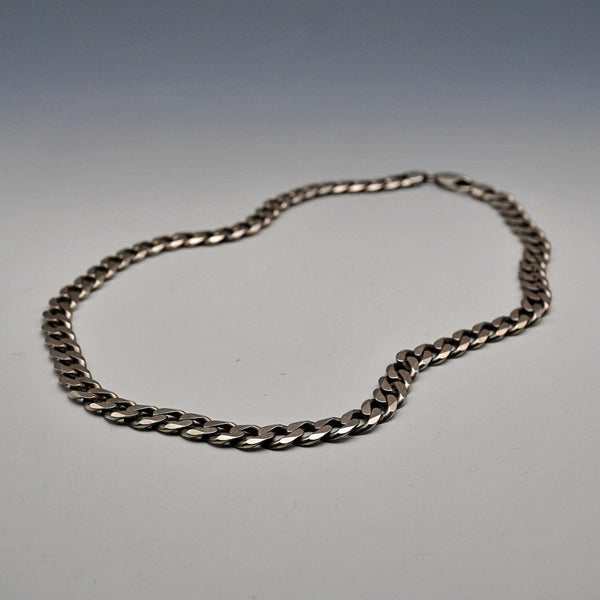British Vintage Sterling Silver Curb Chain Necklace, 52cm, 66g, with Case